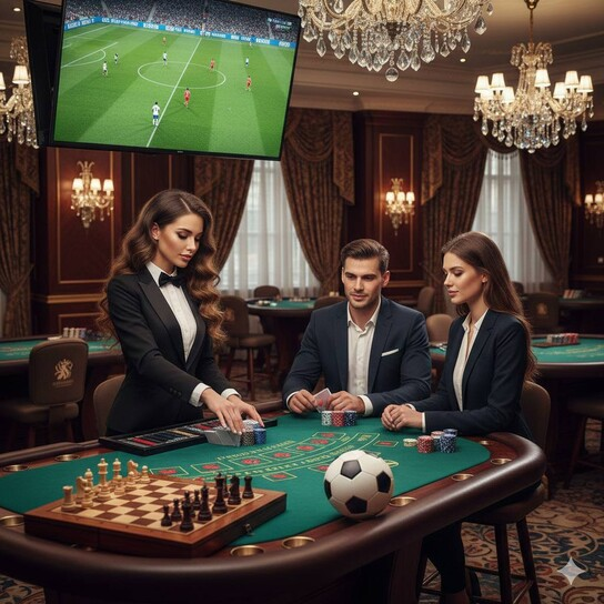 Luxurious online casino lobby with real money games